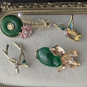 4 Gold Tone Brooches